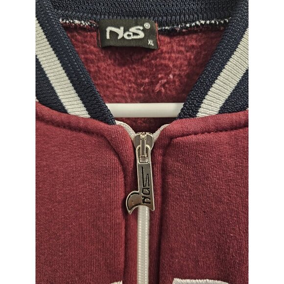 London England Varsity Full Zip Jacket (from UK) Size XL - Burgundy & Off White - Picture 7 of 12